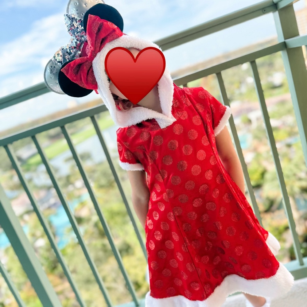 Disney Parks Minnie Mouse Santa Holiday Christmas  Red Girl’s Dress Size small